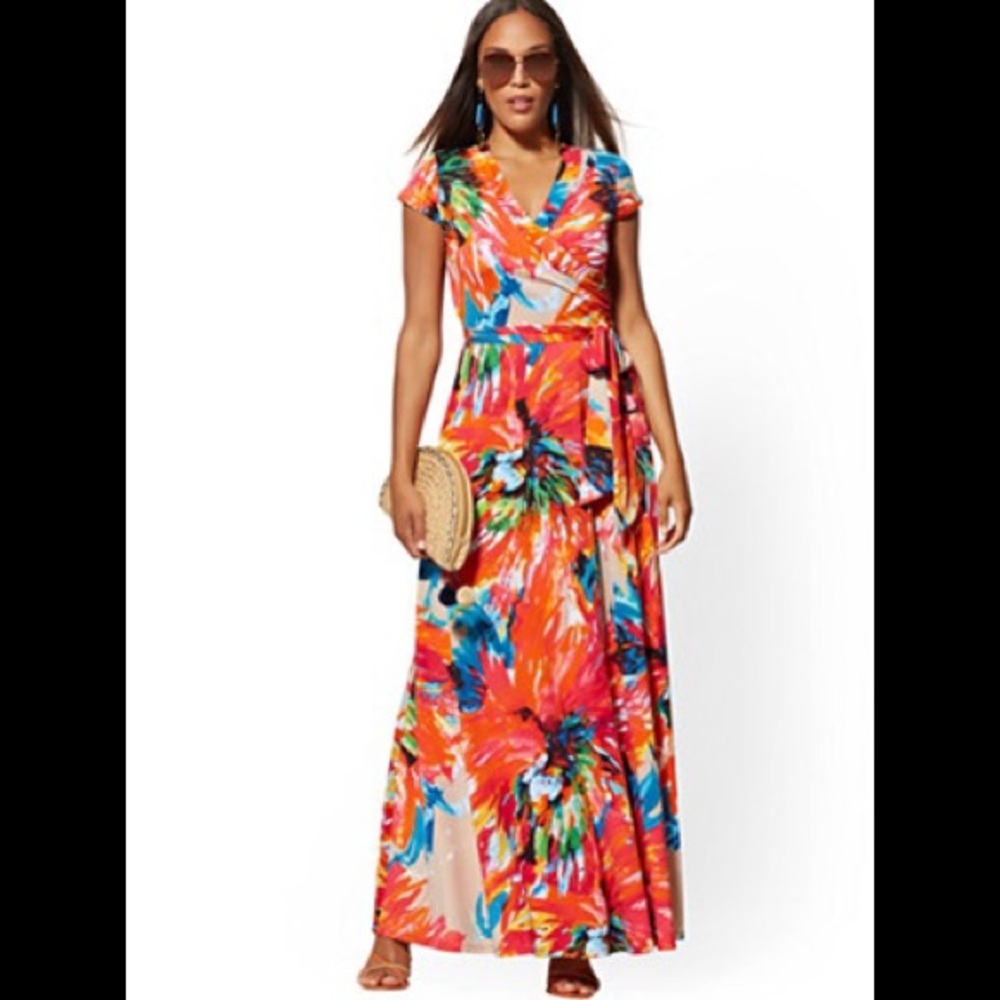 New York and Company - Orange Print Maxi Dress